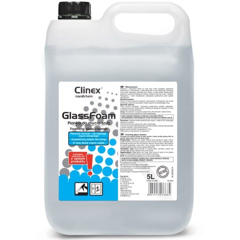 Profesjonalna piana do mycia szyb luster szkła bez smug i zacieków CLINEX Glass Foam 5L Clinex