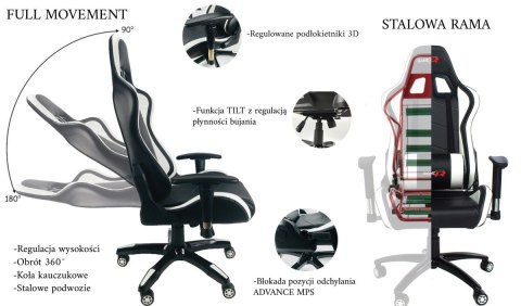Fotel obrotowy gamingowy GTR WHITE PRO-XL Prototype Fotel obrotowy gamingowy GTR WHITE PRO-XL Prototype