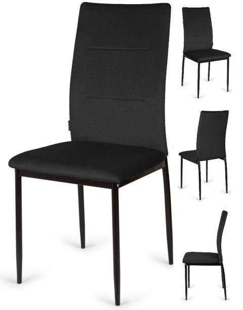 Krzesła tapicerowane Zestaw 4 VALVA DUO BLACK VELVET Lugano