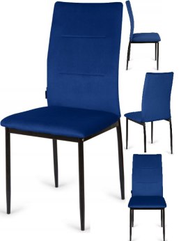 Krzesła tapicerowane Zestaw 4 VALVA DUO VELVET BLUE Lugano