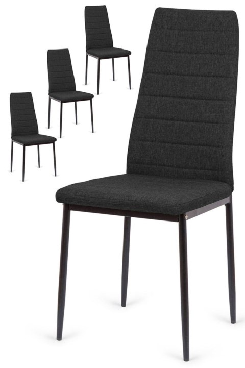 Krzesła tapicerowane zestaw 4 VALVA LINE FABRIC BLACK Lugano Krzesła tapicerowane zestaw 4 VALVA LINE FABRIC BLACK Lugano