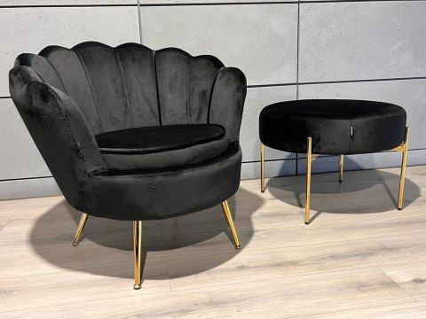 Krzesło Fotel Muszla Lugano DONNA VELVET BLACK Lugano Krzesło Fotel Muszla Lugano DONNA VELVET BLACK Lugano