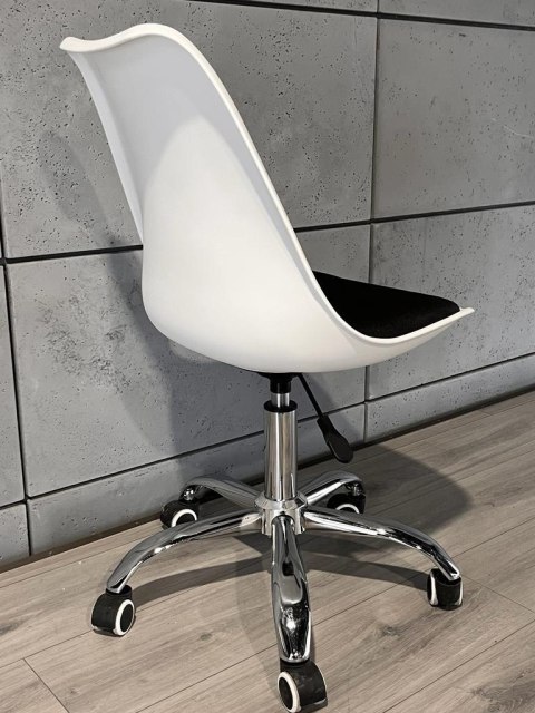 Krzesło obrotowe MONZA OFFICE WHITE + BLACK FABRIC II Lugano Krzesło obrotowe MONZA OFFICE WHITE + BLACK FABRIC II Lugano