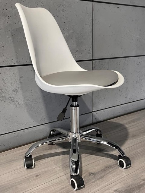 Krzesło obrotowe MONZA OFFICE WHITE + GREY PU Lugano Krzesło obrotowe MONZA OFFICE WHITE + GREY PU Lugano