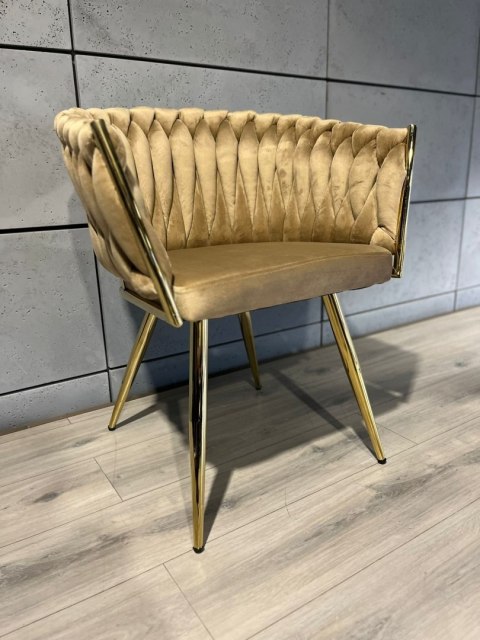 Krzesło plecione Lugano fotel TRECCIA BEIGE VELVET GOLD OUTLET Lugano Krzesło plecione Lugano fotel TRECCIA BEIGE VELVET GOLD OUTLET Lugano