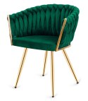 Krzesło plecione Lugano fotel TRECCIA GREEN VELVET GOLD Lugano