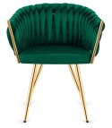 Krzesło plecione Lugano fotel TRECCIA GREEN VELVET GOLD Lugano