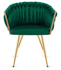 Krzesło plecione Lugano fotel TRECCIA GREEN VELVET GOLD Lugano