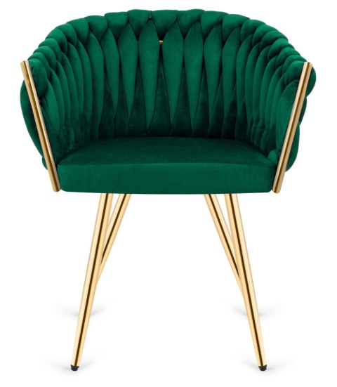 Krzesło plecione Lugano fotel TRECCIA GREEN VELVET GOLD Lugano Krzesło plecione Lugano fotel TRECCIA GREEN VELVET GOLD Lugano