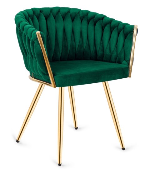 Krzesło plecione Lugano fotel TRECCIA GREEN VELVET GOLD Lugano Krzesło plecione Lugano fotel TRECCIA GREEN VELVET GOLD Lugano