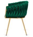 Krzesło plecione Lugano fotel TRECCIA GREEN VELVET GOLD Lugano