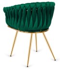 Krzesło plecione Lugano fotel TRECCIA GREEN VELVET GOLD Lugano