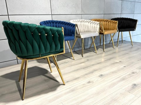 Krzesło plecione Lugano fotel TRECCIA GREEN VELVET GOLD Lugano Krzesło plecione Lugano fotel TRECCIA GREEN VELVET GOLD Lugano