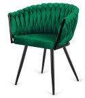 Krzesło plecione Lugano fotel TRECCIA GREEN VELVET SMOKE Lugano