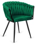 Krzesło plecione Lugano fotel TRECCIA GREEN VELVET SMOKE Lugano