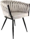 Krzesło plecione Lugano fotel TRECCIA GREY VELVET SMOKE II GATUNEK Lugano