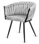 Krzesło plecione Lugano fotel TRECCIA GREY VELVET SMOKE Lugano