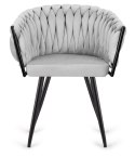 Krzesło plecione Lugano fotel TRECCIA GREY VELVET SMOKE Lugano