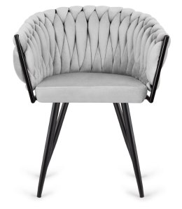 Krzesło plecione Lugano fotel TRECCIA GREY VELVET SMOKE Lugano