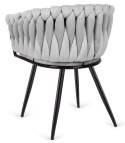 Krzesło plecione Lugano fotel TRECCIA GREY VELVET SMOKE Lugano