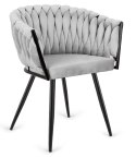 Krzesło plecione Lugano fotel TRECCIA GREY VELVET SMOKE Lugano