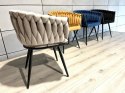 Krzesło plecione Lugano fotel TRECCIA GREY VELVET SMOKE Lugano