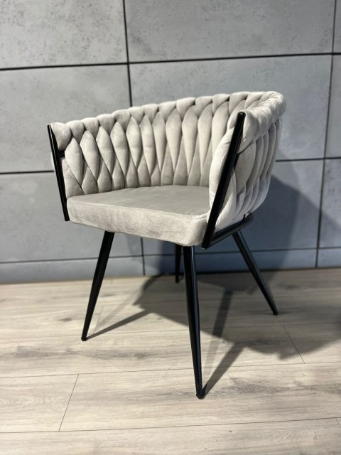 Krzesło plecione Lugano fotel TRECCIA GREY VELVET SMOKE Lugano Krzesło plecione Lugano fotel TRECCIA GREY VELVET SMOKE Lugano
