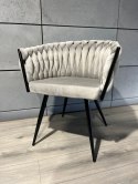 Krzesło plecione Lugano fotel TRECCIA GREY VELVET SMOKE Lugano