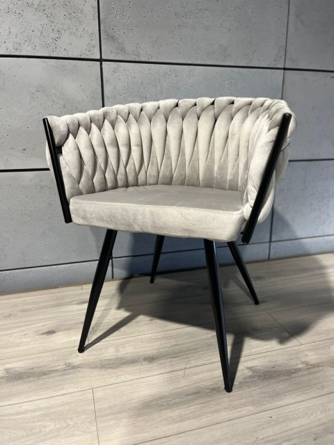 Krzesło plecione Lugano fotel TRECCIA GREY VELVET SMOKE Lugano Krzesło plecione Lugano fotel TRECCIA GREY VELVET SMOKE Lugano