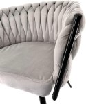 Krzesło plecione Lugano fotel TRECCIA GREY VELVET SMOKE Lugano