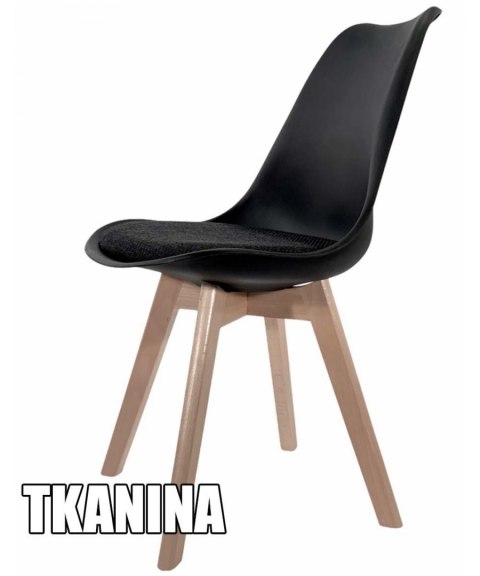 Krzesło skandynawskie MONZA BLACK - Black Fabric II Lugano Krzesło skandynawskie MONZA BLACK - Black Fabric II Lugano