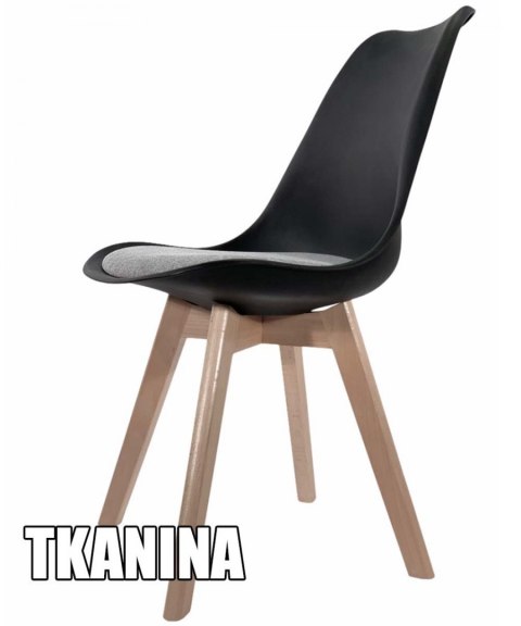 Krzesło skandynawskie MONZA BLACK - Grey Fabric II Lugano Krzesło skandynawskie MONZA BLACK - Grey Fabric II Lugano