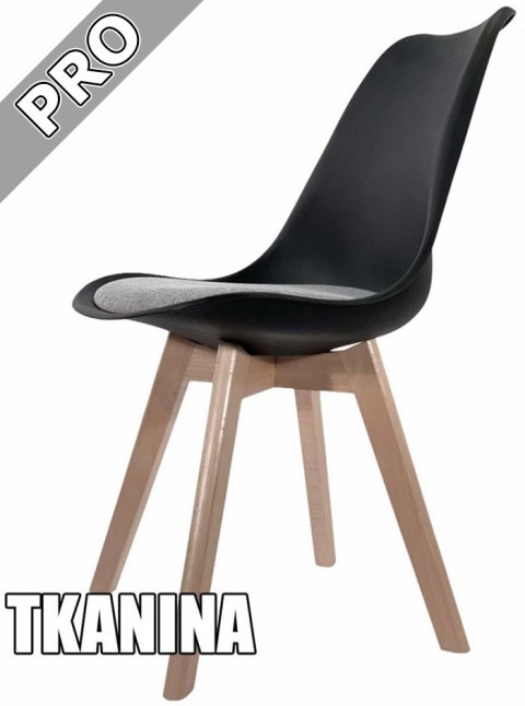 Krzesło skandynawskie MONZA BLACK Pro - Grey Fabric V Lugano Krzesło skandynawskie MONZA BLACK Pro - Grey Fabric V Lugano