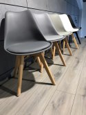 Krzesło skandynawskie MONZA DARK GREY - Black PU Lugano
