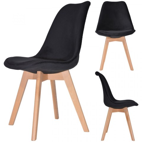 Krzesło skandynawskie MONZA GRANDE BLACK VELVET II GATUNEK Lugano Krzesło skandynawskie MONZA GRANDE BLACK VELVET II GATUNEK Lugano