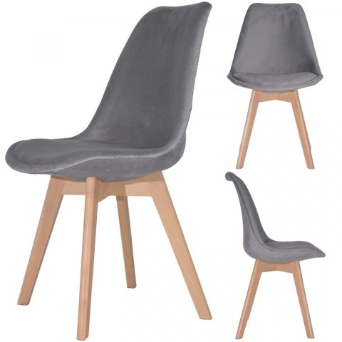 Krzesło skandynawskie MONZA GRANDE GREY VELVET II GATUNEK Lugano Krzesło skandynawskie MONZA GRANDE GREY VELVET II GATUNEK Lugano