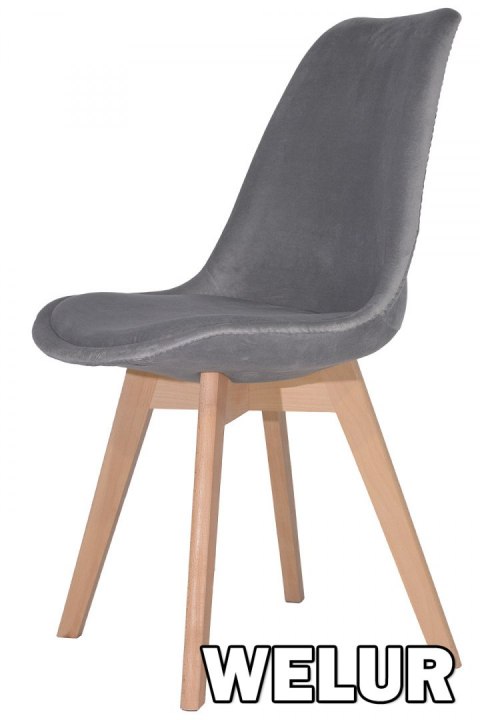 Krzesło skandynawskie MONZA GRANDE GREY VELVET II GATUNEK Lugano Krzesło skandynawskie MONZA GRANDE GREY VELVET II GATUNEK Lugano