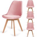 Krzesło skandynawskie MONZA GRANDE Zestaw 4 sztuki PINK VELVET Lugano