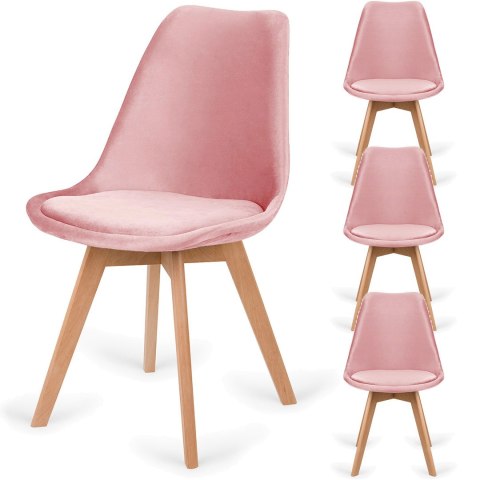 Krzesło skandynawskie MONZA GRANDE Zestaw 4 sztuki PINK VELVET Lugano Krzesło skandynawskie MONZA GRANDE Zestaw 4 sztuki PINK VELVET Lugano