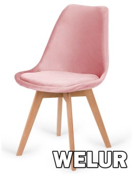 Krzesło skandynawskie MONZA GRANDE Zestaw 4 sztuki PINK VELVET Lugano