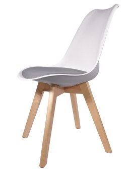 Krzesło skandynawskie MONZA WHITE - LIGHT GREY PU Lugano