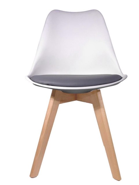 Krzesło skandynawskie MONZA WHITE - LIGHT GREY PU Lugano Krzesło skandynawskie MONZA WHITE - LIGHT GREY PU Lugano