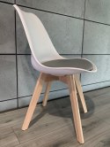 Krzesło skandynawskie MONZA WHITE - LIGHT GREY PU Lugano