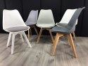 Krzesło skandynawskie MONZA WHITE - LIGHT GREY PU Lugano