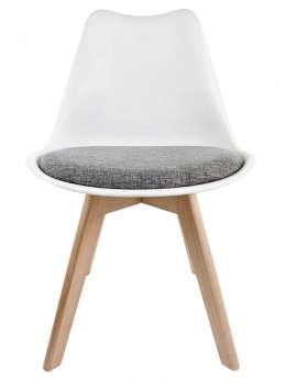 Krzesło skandynawskie MONZA WHITE - Grey Fabric II Lugano