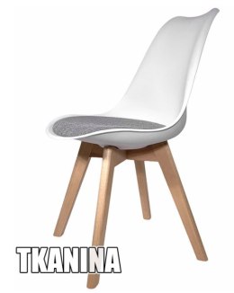 Krzesło skandynawskie MONZA WHITE - Grey Fabric II Lugano