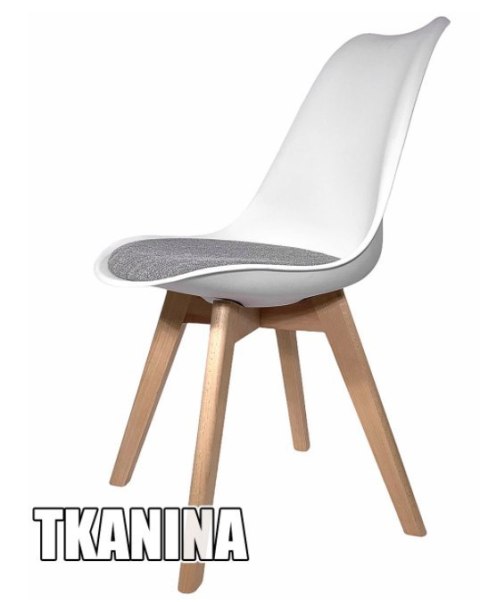 Krzesło skandynawskie MONZA WHITE - Grey Fabric II Lugano Krzesło skandynawskie MONZA WHITE - Grey Fabric II Lugano