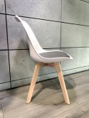 Krzesło skandynawskie MONZA WHITE - Grey Fabric II Lugano