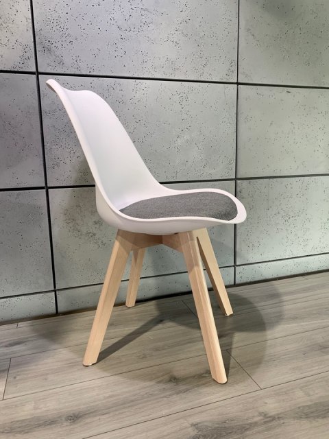 Krzesło skandynawskie MONZA WHITE - Grey Fabric II Lugano Krzesło skandynawskie MONZA WHITE - Grey Fabric II Lugano