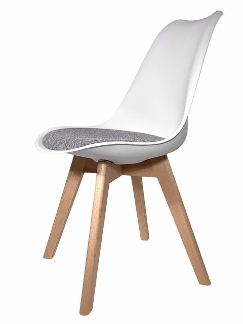 Krzesło skandynawskie MONZA WHITE Pro - Grey Fabric V Lugano Krzesło skandynawskie MONZA WHITE Pro - Grey Fabric V Lugano